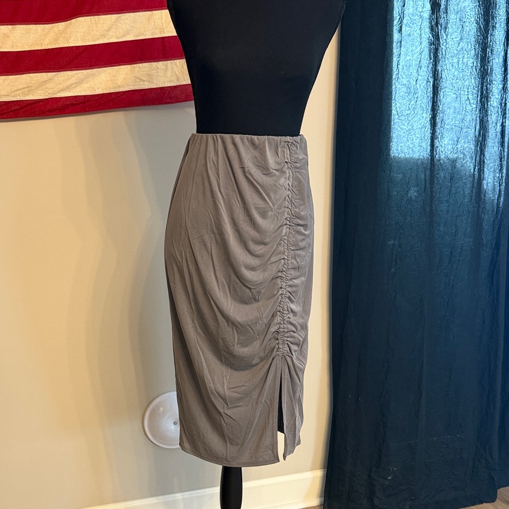 Elegant Gray Ruched Skirt